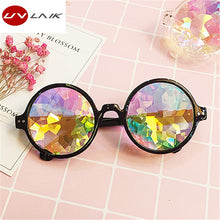 Load image into Gallery viewer, Women Colorful Kaleidoscope Round Clear Sun Glasses Brand Womens Sunglasses Rave Festival Party Holographic Eyewear