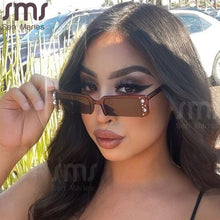 Load image into Gallery viewer, Women Eyewear Crystal Sunglasses Vintage Rectangle Sun Glasses Small Square Retro Shiny Rhinestone Sun Glasses V400 Men