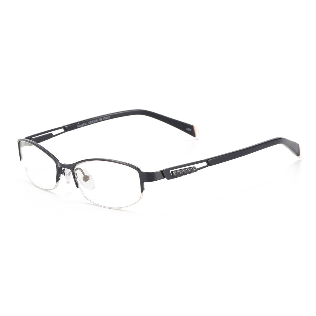 Women Fashion Glasses Metal Half Rim Oval Eyeglass Frame For Prescription Lenses Myopia Reading Multifocal