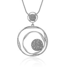 Load image into Gallery viewer, Women Fashion Sweater Chain Necklace Luxury White Black Crystal Sweater Long Circle Round Pendant Necklace Jewelry Accessories
