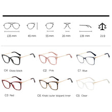 Load image into Gallery viewer, Women Glasses Frame Optical UV400 Prescription Eyewear  Anit-Blue Ray Woman Female Spectacles Anti-Scratch Coating