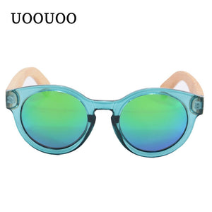 Women Glasses Ultralight PC Front Wooden Arms Female Sunglasses Full Rim Round Eyewear Lentes De Sol Mujer UV400 Ladies Shade