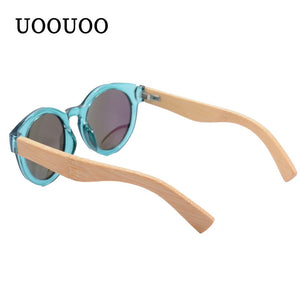 Women Glasses Ultralight PC Front Wooden Arms Female Sunglasses Full Rim Round Eyewear Lentes De Sol Mujer UV400 Ladies Shade