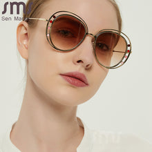 Load image into Gallery viewer, Women Gradient Sunglasses Metal Frame Vintage Round Sun Glasses Men UV400 Eyewear For Female Oval Shades