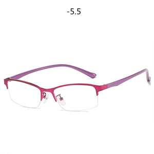 Women Half frame Finished Myopia Glasses Lady Anti-blue light Prescription glasses Men Business Nearsighted Eyewear -1.5-2.0-2.5