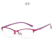 Carica l&#39;immagine nel visualizzatore di Gallery, Women Half frame Finished Myopia Glasses Lady Anti-blue light Prescription glasses Men Business Nearsighted Eyewear -1.5-2.0-2.5