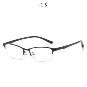 Women Half frame Finished Myopia Glasses Lady Anti-blue light Prescription glasses Men Business Nearsighted Eyewear -1.5-2.0-2.5