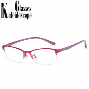 Women Half frame Finished Myopia Glasses Lady Anti-blue light Prescription glasses Men Business Nearsighted Eyewear -1.5-2.0-2.5