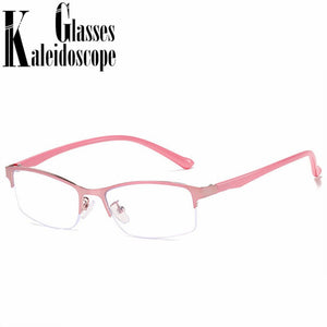 Women Half frame Finished Myopia Glasses Lady Anti-blue light Prescription glasses Men Business Nearsighted Eyewear -1.5-2.0-2.5