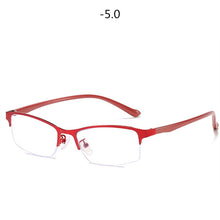 Carica l&#39;immagine nel visualizzatore di Gallery, Women Half frame Finished Myopia Glasses Lady Anti-blue light Prescription glasses Men Business Nearsighted Eyewear -1.5-2.0-2.5