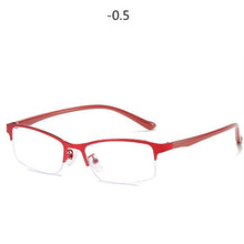 Carica l&#39;immagine nel visualizzatore di Gallery, Women Half frame Finished Myopia Glasses Lady Anti-blue light Prescription glasses Men Business Nearsighted Eyewear -1.5-2.0-2.5