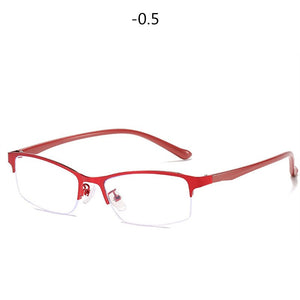 Women Half frame Finished Myopia Glasses Lady Anti-blue light Prescription glasses Men Business Nearsighted Eyewear -1.5-2.0-2.5