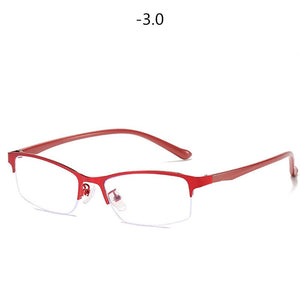 Women Half frame Finished Myopia Glasses Lady Anti-blue light Prescription glasses Men Business Nearsighted Eyewear -1.5-2.0-2.5