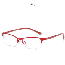 Carica l&#39;immagine nel visualizzatore di Gallery, Women Half frame Finished Myopia Glasses Lady Anti-blue light Prescription glasses Men Business Nearsighted Eyewear -1.5-2.0-2.5