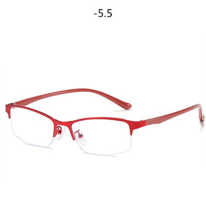 Women Half frame Finished Myopia Glasses Lady Anti-blue light Prescription glasses Men Business Nearsighted Eyewear -1.5-2.0-2.5
