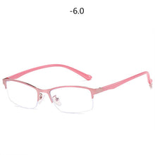 Carica l&#39;immagine nel visualizzatore di Gallery, Women Half frame Finished Myopia Glasses Lady Anti-blue light Prescription glasses Men Business Nearsighted Eyewear -1.5-2.0-2.5