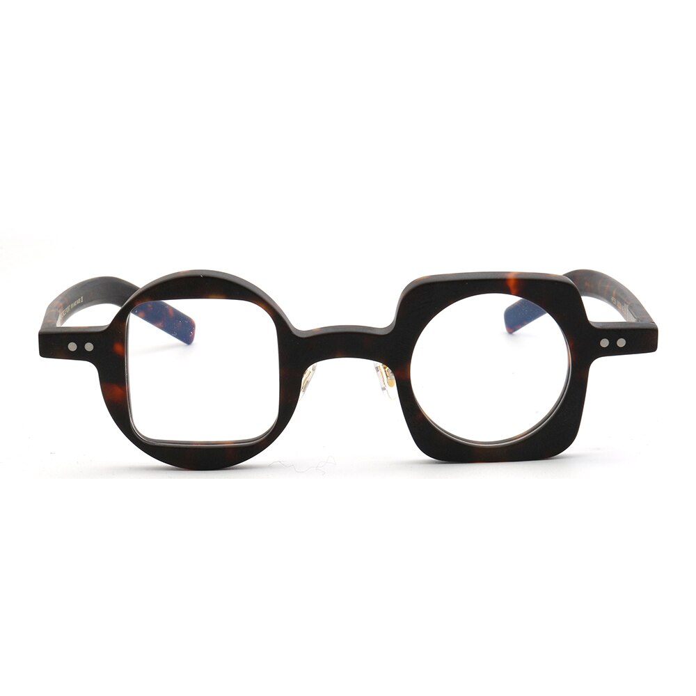 Women Hand Made Retro Eyeglass Frames Men Round Square Nerd Glasses Frame Rx Spectacles leopard Print Mismatch 2023 Eyewear