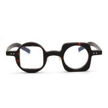 Load image into Gallery viewer, Women Hand Made Retro Eyeglass Frames Men Round Square Nerd Glasses Frame Rx Spectacles leopard Print Mismatch 2023 Eyewear