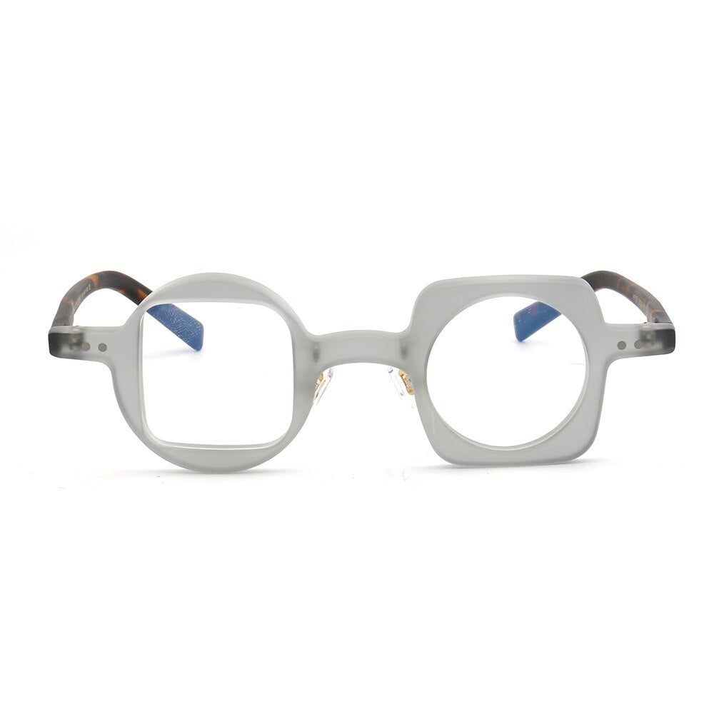 Women Hand Made Retro Eyeglass Frames Men Round Square Nerd Glasses Frame Rx Spectacles leopard Print Mismatch 2023 Eyewear