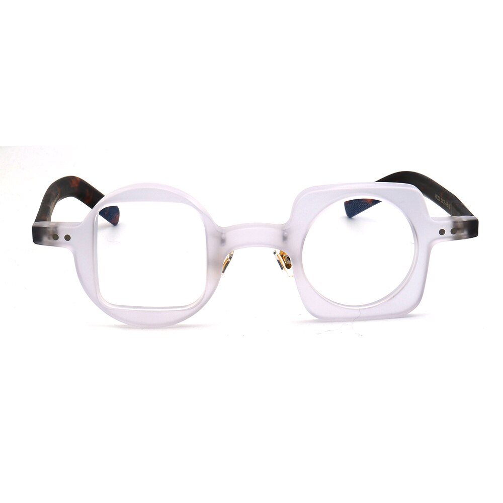 Women Hand Made Retro Eyeglass Frames Men Round Square Nerd Glasses Frame Rx Spectacles leopard Print Mismatch 2023 Eyewear