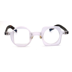Women Hand Made Retro Eyeglass Frames Men Round Square Nerd Glasses Frame Rx Spectacles leopard Print Mismatch 2023 Eyewear