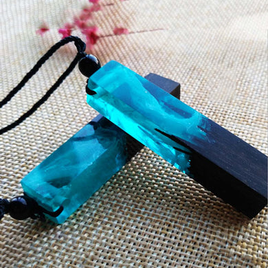 Women Handmade Wood Resin Sweater Choker Chain Necklace Ethnic Boho Multicolor Smoke Style Resin Wood Sweater Chain