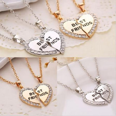 Women Jewelry Women Fashion Charming Splice Heart Pendant Best Friend Letter Necklace Gifts 1 Pair 2 Colors