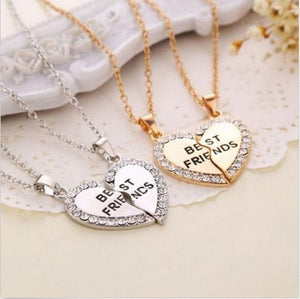 Women Jewelry Women Fashion Charming Splice Heart Pendant Best Friend Letter Necklace Gifts 1 Pair 2 Colors
