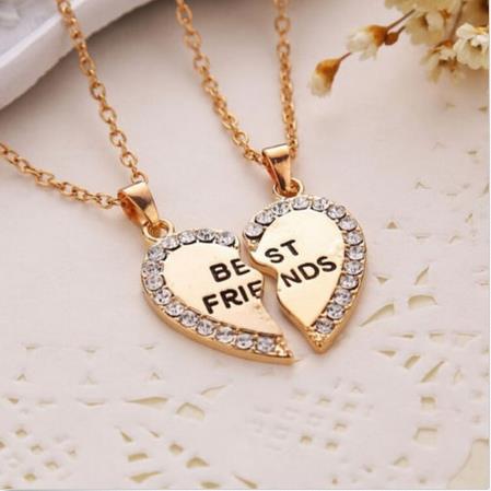 Women Jewelry Women Fashion Charming Splice Heart Pendant Best Friend Letter Necklace Gifts 1 Pair 2 Colors