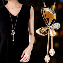 Load image into Gallery viewer, Women Long Necklace Collier Femme 2018 Fashion Silver Color Crystal Snowflake Necklaces &amp; Pendants Sweater Collar Mujer Jewelry