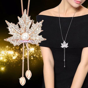Women Long Necklace Collier Femme 2018 Fashion Silver Color Crystal Snowflake Necklaces & Pendants Sweater Collar Mujer Jewelry