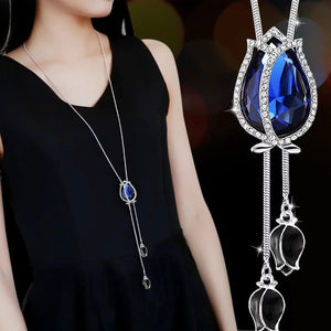 Women Long Necklace Collier Femme 2018 Fashion Silver Color Crystal Snowflake Necklaces & Pendants Sweater Collar Mujer Jewelry
