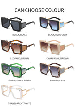 Carica l&#39;immagine nel visualizzatore di Gallery, Occhiali da sole oversize trasparenti di marca da donna 2023 Occhiali da sole da uomo Steampunk con montatura grande per guida di auto da uomo 