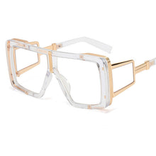Carica l&#39;immagine nel visualizzatore di Gallery, Occhiali da sole oversize trasparenti di marca da donna 2023 Occhiali da sole da uomo Steampunk con montatura grande per guida di auto da uomo 