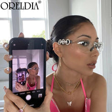 Load image into Gallery viewer, Women  Diamond Sunglasses Y2K Style Sun Glasses Rhinestone Rimless Shield Goggles Eyewear Men Female Eyeglasses UV400