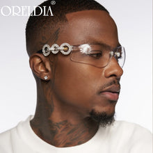 Load image into Gallery viewer, Women  Diamond Sunglasses Y2K Style Sun Glasses Rhinestone Rimless Shield Goggles Eyewear Men Female Eyeglasses UV400