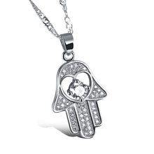 Carica l&#39;immagine nel visualizzatore di Gallery, Women Man Religious Fatima Hand Pendant Necklaces Antique Silver / Gold Color Fashion Hamsa Hand Love Heart Palm Shaped Jewelry
