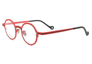 Women Men Basic Nerd Round Full-Rim Pure Titanium Prescription Lightweight Double-bridge Eyeglass Frames Orange Red