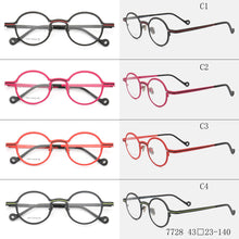 Carica l&#39;immagine nel visualizzatore di Gallery, Women Men Basic Nerd Round Full-Rim Pure Titanium Prescription Lightweight Double-bridge Eyeglass Frames Orange Red