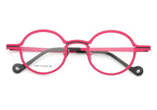 Carica l&#39;immagine nel visualizzatore di Gallery, Women Men Basic Nerd Round Full-Rim Pure Titanium Prescription Lightweight Double-bridge Eyeglass Frames Orange Red