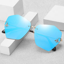 Load image into Gallery viewer, Women Men Blue Red Cat Eye Rimless Sunglasses Female Male Brand Gradient Oversized Mirror Sunglasses Shield Polarized Sunglasses