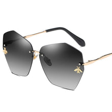 Load image into Gallery viewer, Women Men Blue Red Cat Eye Rimless Sunglasses Female Male Brand Gradient Oversized Mirror Sunglasses Shield Polarized Sunglasses