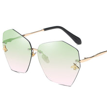 Load image into Gallery viewer, Women Men Blue Red Cat Eye Rimless Sunglasses Female Male Brand Gradient Oversized Mirror Sunglasses Shield Polarized Sunglasses
