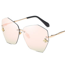 Load image into Gallery viewer, Women Men Blue Red Cat Eye Rimless Sunglasses Female Male Brand Gradient Oversized Mirror Sunglasses Shield Polarized Sunglasses