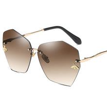 Load image into Gallery viewer, Women Men Blue Red Cat Eye Rimless Sunglasses Female Male Brand Gradient Oversized Mirror Sunglasses Shield Polarized Sunglasses