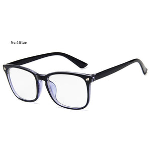 Women Men Eyeglasses Computer Gaming Glasses Anti Blue Light UV400 Vintage Spectacles Square Frame Clear Lens Black Ladies Rivet