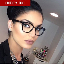 Load image into Gallery viewer, Women Men Eyeglasses Computer Gaming Glasses Anti Blue Light UV400 Vintage Spectacles Square Frame Clear Lens Black Ladies Rivet