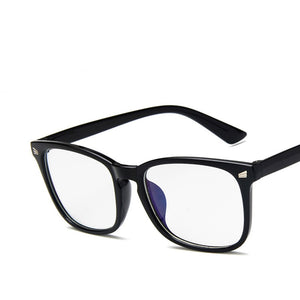 Women Men Eyeglasses Computer Gaming Glasses Anti Blue Light UV400 Vintage Spectacles Square Frame Clear Lens Black Ladies Rivet