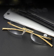 Load image into Gallery viewer, Women Men Rectangle Rimless Al-mg Ultralight Bifocal Reading Glasses +0.75 +1 +1.25 +1.5 +1.75 +2 +2.25 +2.5 +2.75 +3 to +4