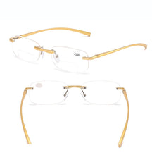 Load image into Gallery viewer, Women Men Rectangle Rimless Al-mg Ultralight Bifocal Reading Glasses +0.75 +1 +1.25 +1.5 +1.75 +2 +2.25 +2.5 +2.75 +3 to +4